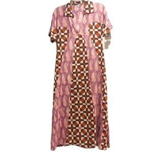 Gimaguas Caftan Kaftan loose Maxi Dress 100% cotton print purple boho